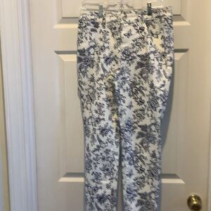 Talbots Navy and White Floral Pants